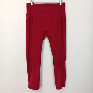 Lululemon Women Size 12 Dark Red Athletic Work Out Legging Mid Rise Side Pockets
